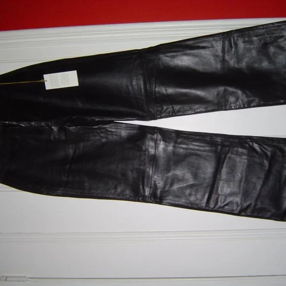 MARGARET GODFREY BLACK LEATHER WIDE LEG PANTS NWT 6